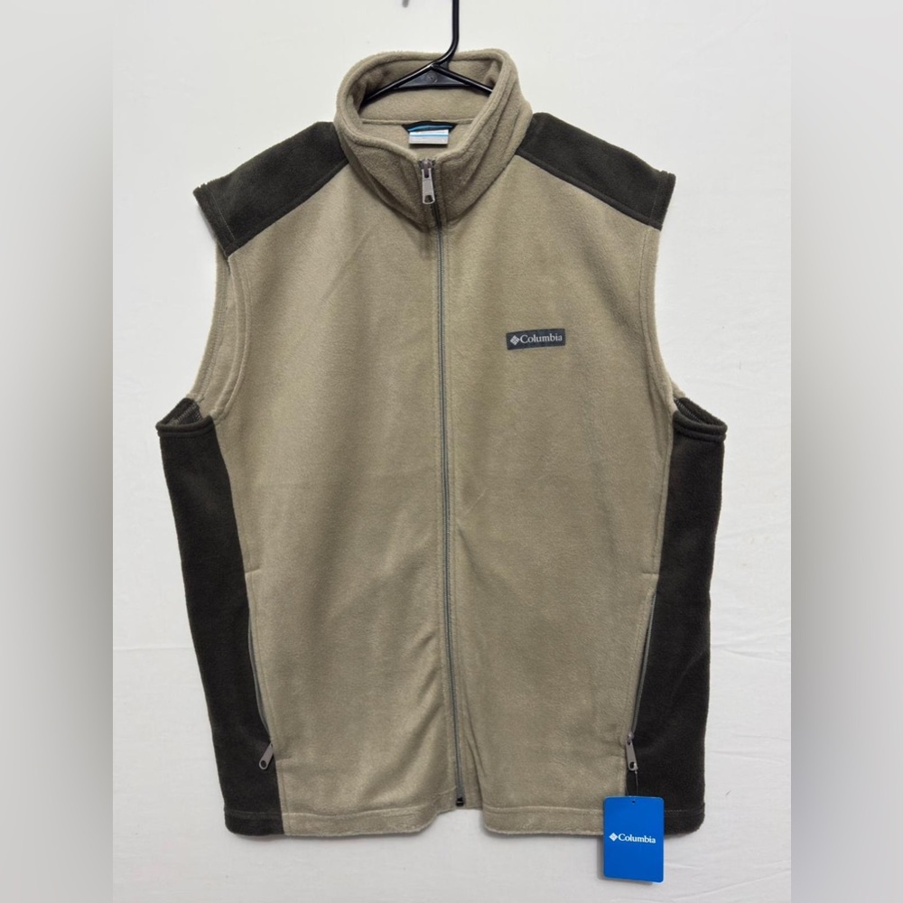 Columbia Men’s size L Steens Mountain Fleece Vest Two-Tone Tan Brown (C6)